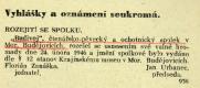 Moravské Budějovice, Budivoj, Zveřejnění zániku spolku, 1946