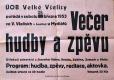 Krnsko, Sokol, Jizerní Vtelno, Jirásek, Večer hudby a zpěvu - plakát, 1953