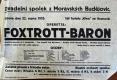 Moravské Budějovice, Divadelní spolek, Foxtrot - Baron - plakát, 1925