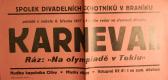 Praha-Braník, SDO, Karneval - plakát, 1937