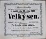 Prostějov, Lidové divadlo, Velký sen, hráno v sále p.Černého - plakát, 1867