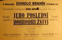 Praha-Braník, SDO, Jeho poslední dobrodružství - plakát, 1933