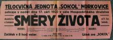 Morkovice, Sokol, Směry života - plakát, 1922