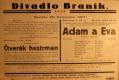 Praha-Braník, SDO, Scéna dobrých autorů, Čtverák hastrman - Adam a Eva  - plakát, 1931