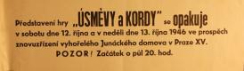 Praha-Braník, SDO, Úsměvy a kordy - plakát, 1946