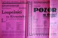 Pelhřimov, Tyl, kniha Jednacích protokolů, Loupežníci na Křemešníku - Pozor na dopisy - plakát,  1933