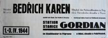 Pelhřimov, Rieger, Stanice Gordian - plakát, 1944