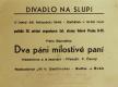 Praha-Nové Město, Divadlo Na Slupi, Dva páni milostivé paní - plakát, 1946