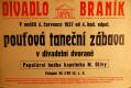 Praha-Braník, SDO, Pouťová taneční zábava - plakát, 1937