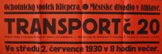 Jihlava, Klicpera, Transport č. 20 - plakát, 1930