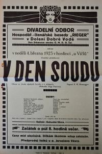 Dolní Dobrá Voda, Rieger, V den soudu - plakát, 1923