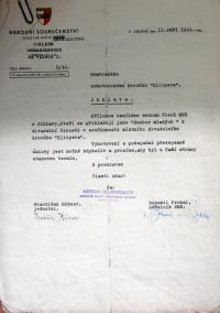 Jihlava, Klicpera, korespondence spolku, spolupráce s Národním souručenstvím, 1941