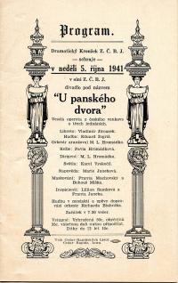 Cedar Rapids, Dramatický kroužek Z.Č.B.J., U panského dvora - program, 1941