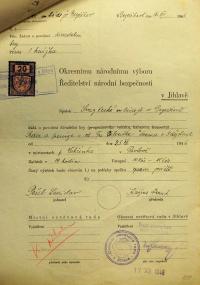 Jihlava, Okresní úřad Jihlava, žádost o povolení divadelního představení, 1946