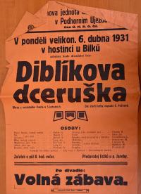 Podhorní Újezd, Erbenova jednota, Diblíkova dceruška - plakát, 1931