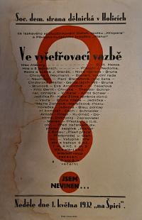 Holice, Klicpera, Sociální demokracie, Hlahol, Ve vyšetřovací vazbě - plakát, 1932