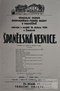 Nedošín, Hospodářsko-čtenářská beseda, Španělská vesnice - plakát, 1926