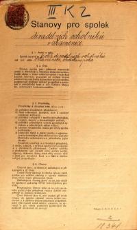 Kamenice, Spolek divadelních ochotníků, spolkové stanovy