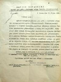 Štein-Táborský, Matice divadelní, založení, předseda Táborský, jednatel Jar. Petr, 1924