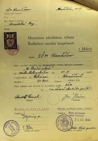 Jihlava, Okresní úřad Jihlava, žádost o povolení divadelního představení, 1946