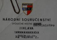 Jihlava, Klicpera, korespondence spolku, spolupráce s Národním souručenstvím - znak,1941