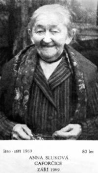 Javorník, mč. Proseč pod Ještěděm, Anna Sluková, přední ochotnice a autorka několika her, 1969