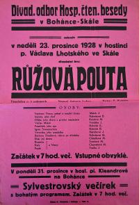 Boháňka-Skála, Hospodářsko-čtenářská beseda, Růžová pouta - plakát, 1928