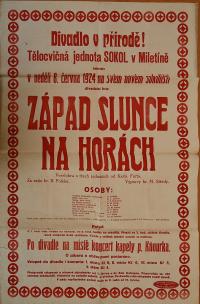 Miletín, Sokol, Západ slunce na horách - plakát, 1924