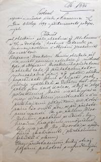 Kamenice nad Lipou, protokol o kontrole divadelního sálu v hostinci p. Dvořáka č.p. 103, 1899