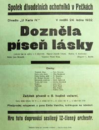 Pečky, Tyl, Dozněla píseň lásky - plakát, 1932