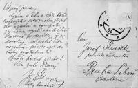 Gratulace Josefa Skupy Josefu Straškovi k padesátinám, 1937