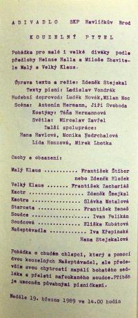 Havlíčkův Brod, Adivadlo, Kouzelný pytel - program, 1989