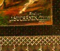 Samotišky, sál hostince, detail opony, autograf atelier Suchánek, Přerov, 1919