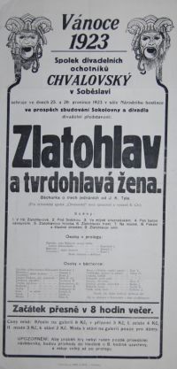 Soběslav, Chvalovský, Zlatohlav a tvrdohlavá žena - plakát, 1923