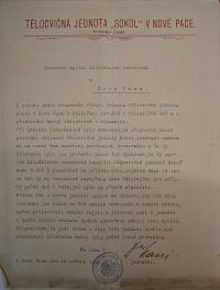 Nová Paka, Sokol, Dokumentace spolku - rozšíření jeviště, 1913