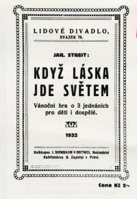 Brtnice, obálka knihy Když láska jde světem, 1932