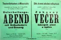 Vinařice, Dělnické dramatické sdružení, Zábavný večer lidových písní a zpěvů - plakát, 1944