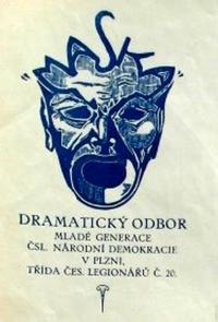 Plzeň, Maska, dramatické sdružení Českosl. národní demokracie, logo, 1925