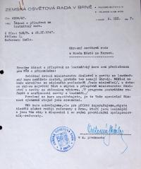 Nové Město na Moravě, Okresní osvětová rada, žádost o dotaci, 1947