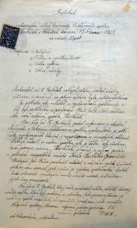 Chlístov, Havlíček, zápis z valné hromady, 1925