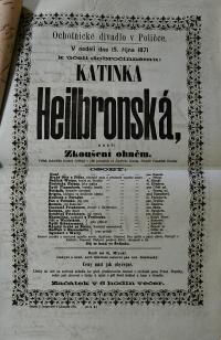 Polička, Ochotníci, Katinka Heilbronská - plakát, 1871