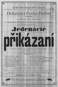 Český Dub, Sokol - Ochotníci, Jedenácté přikázání - plakát, 1887
