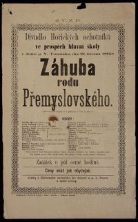 Miletín, Muzeum 2/36, Hořice, DHO - plakát, Záhuba rodu přemyslovského,1869