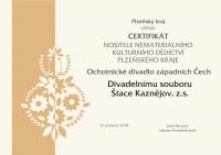 Kaznějov, Štace, certifikát nositele nemateriálního kulturního dědictví, 2018