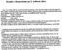 Rozsochatec po 2.svět,válce, text informace z Pamětní knihy