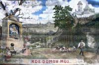 Mníšek pod Brdy: opona Kde domov můj, autor neznámý, s.a.