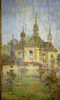 Havlíčkův Brod, Ochotníci, detail opony veduta města, 1873