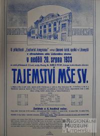 Litomyšl, Katolické spolky, Tajemství mše svaté - plakát, 1933