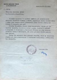 Pelhřimov, Okresní národní výbor, zákaz konání akcí při divadelních představeních, 1949