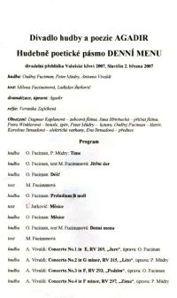 Valašské Klobouky, Agadir, Denní menu - program, 2007